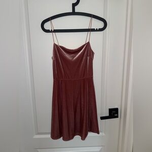 Urban Outfitters Velvet Pink Rose Mini Dress